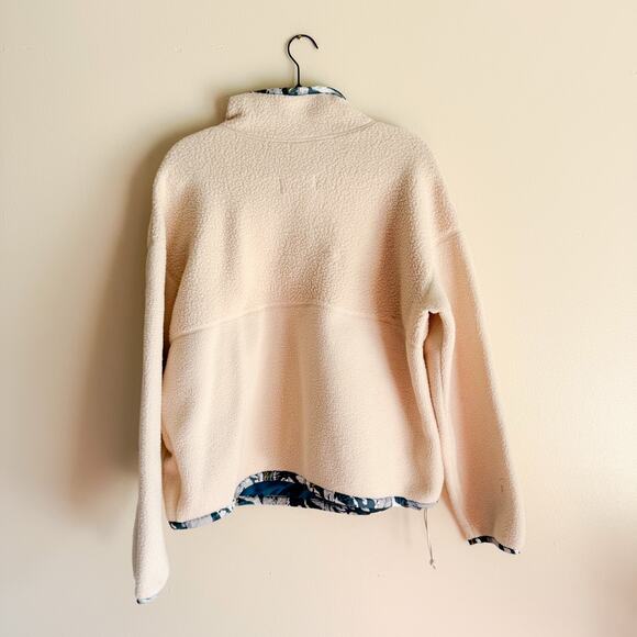 North Face x Liberty Cragmonth Cream + Blue 1/4 Snap Fleece Pullover Large - Picture 9 of 11